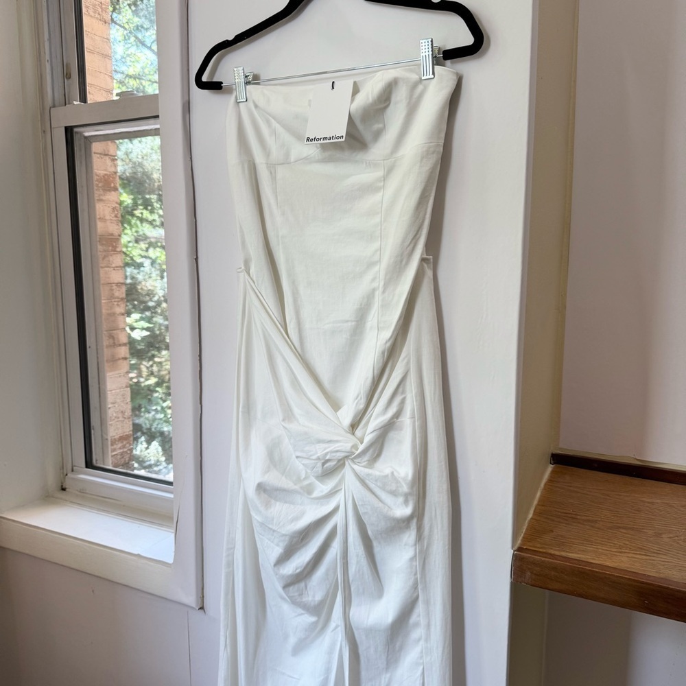 NWT Reformation Kynzie Dress Midi Strapless White 6 - Picture 9 of 15